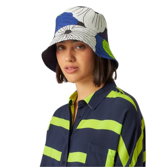 NWT SKFK Ude Kokomo Blue Green Bucket Hat Reversible Eco Vero One Size - Picture 1 of 9